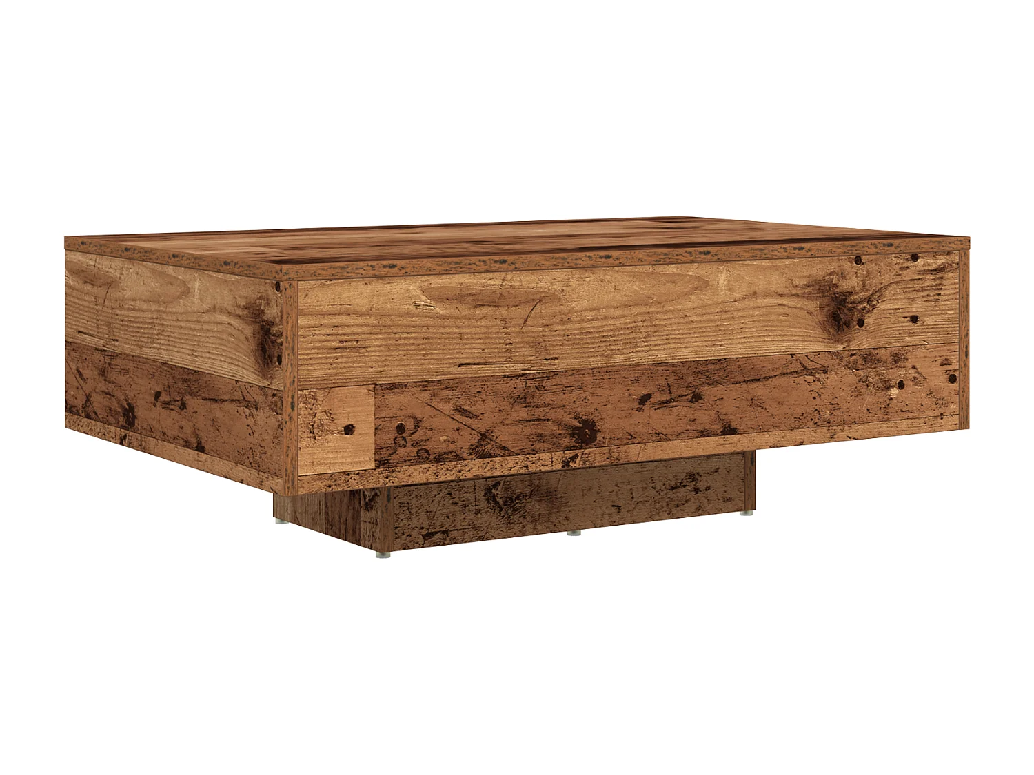 Table basse avec lumières LED en bois ancien 85x55x31 cm