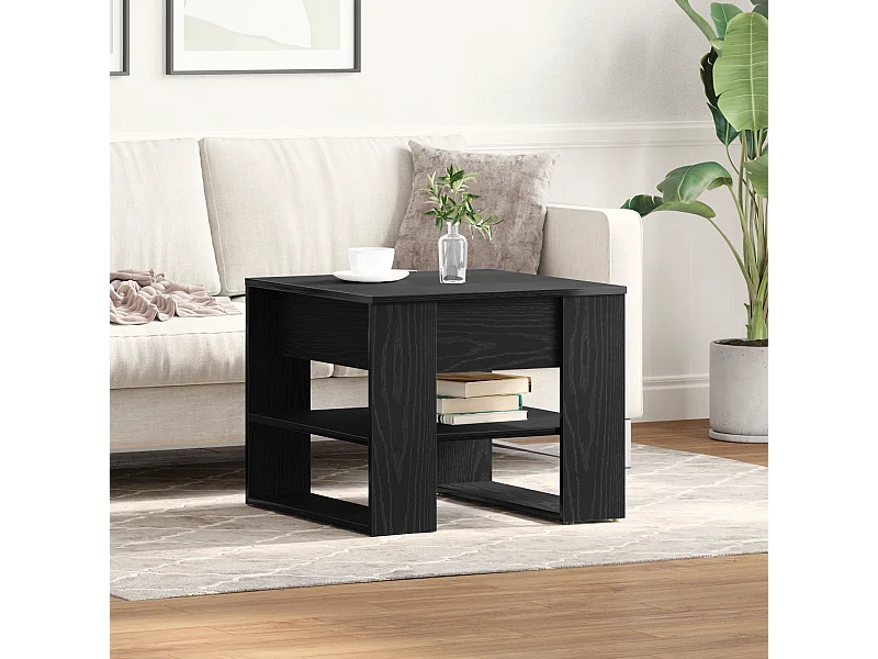 Table basse en chêne noir 55,5x55x45 cm en bois d'ingénierie