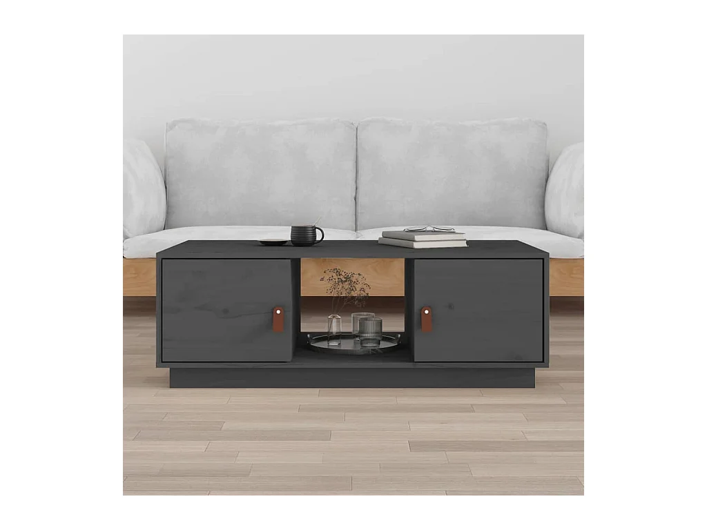 Table basse Gris 100x50x35 cm Bois massif de pin