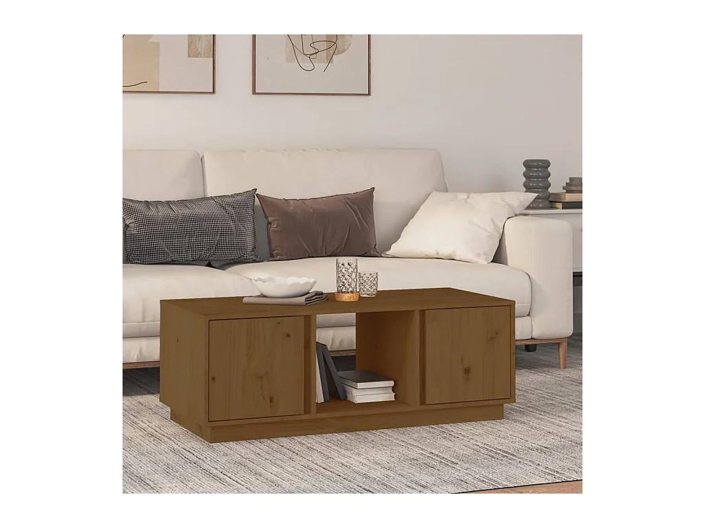 Table basse Marron miel 110x50x40 cm Bois massif de pin