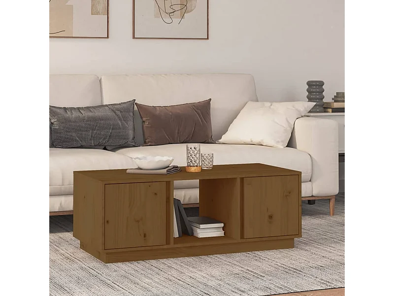 Table basse Marron miel 110x50x40 cm Bois massif de pin