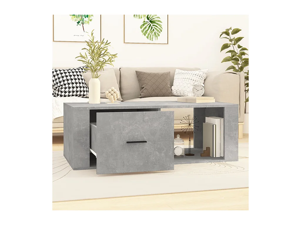 Betongrijze salontafel 100x50,5x35 cm bewerkt hout
