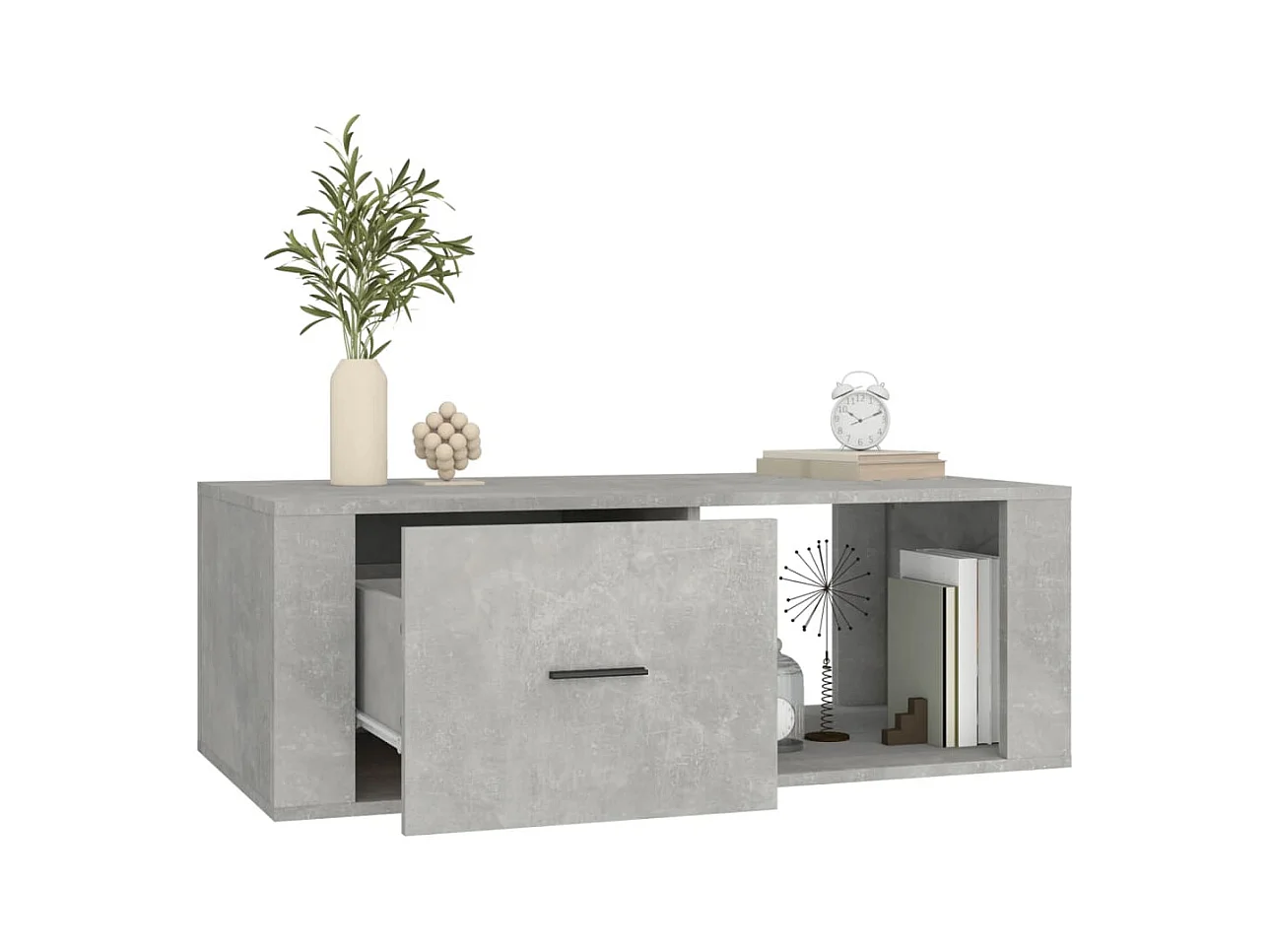 Betongrijze salontafel 100x50,5x35 cm bewerkt hout