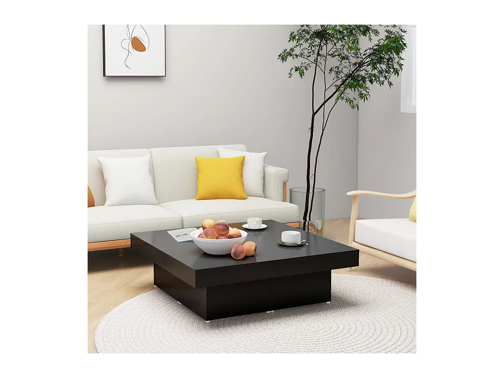 Table basse noir 90x90x28 cm bois d'ingénierie