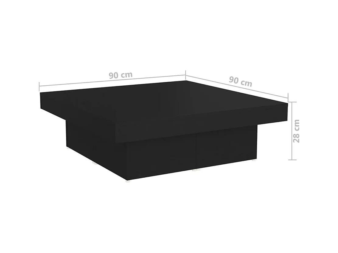 Table basse noir 90x90x28 cm bois d'ingénierie