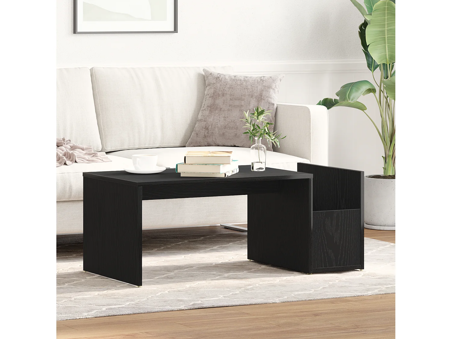 Table basse Chêne noir 90x45x35 cm en bois d'ingénierie