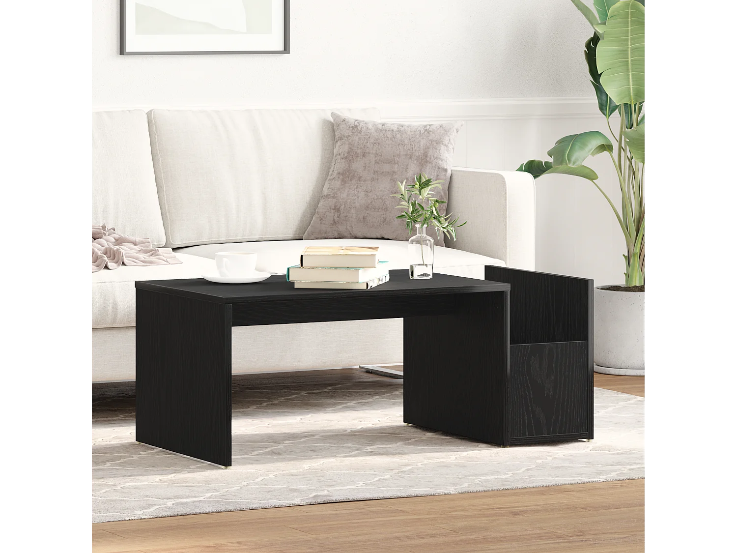 Table basse Chêne noir 90x45x35 cm en bois d'ingénierie