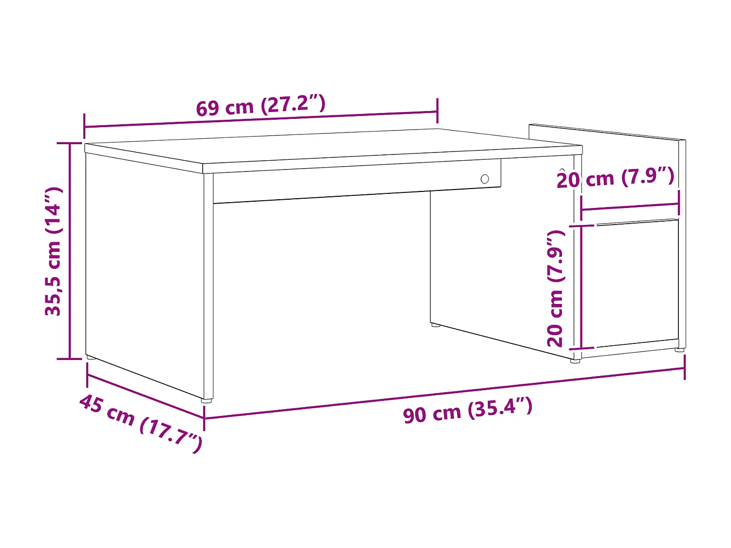 Table basse Chêne noir 90x45x35 cm en bois d'ingénierie