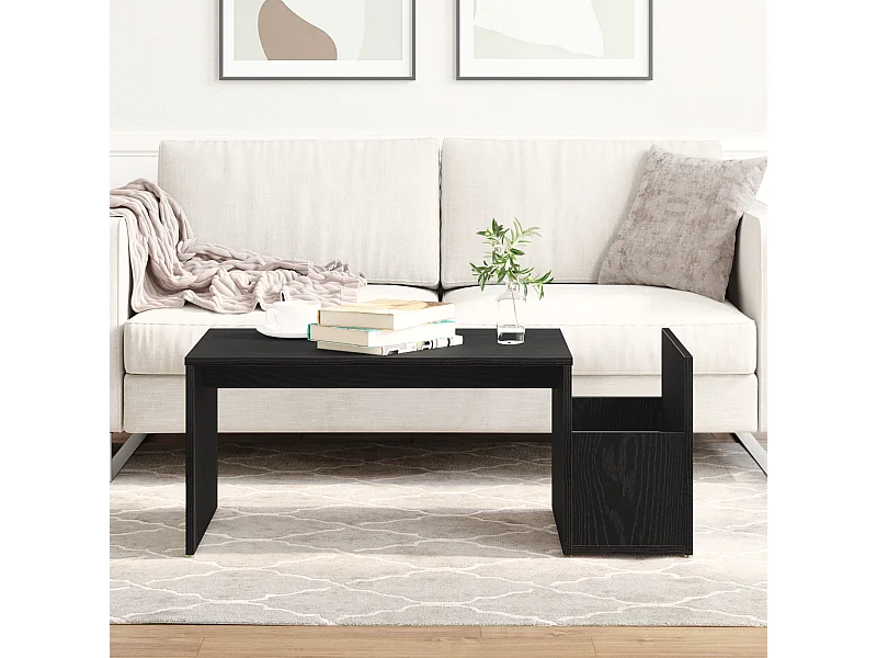 Couchtisch aus schwarzer Eiche, 90 x 45 x 35 cm, aus Holzwerkstoff