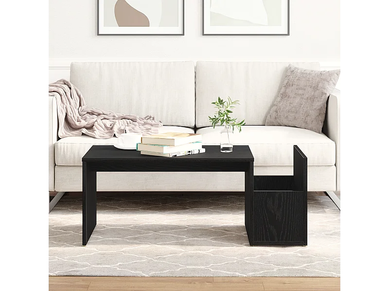 Table basse Chêne noir 90x45x35 cm en bois d'ingénierie