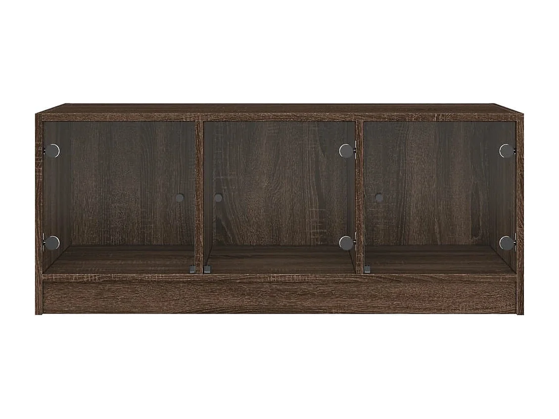 Mesa de centro con puertas de cristal, roble marrón, 102x50x42 cm