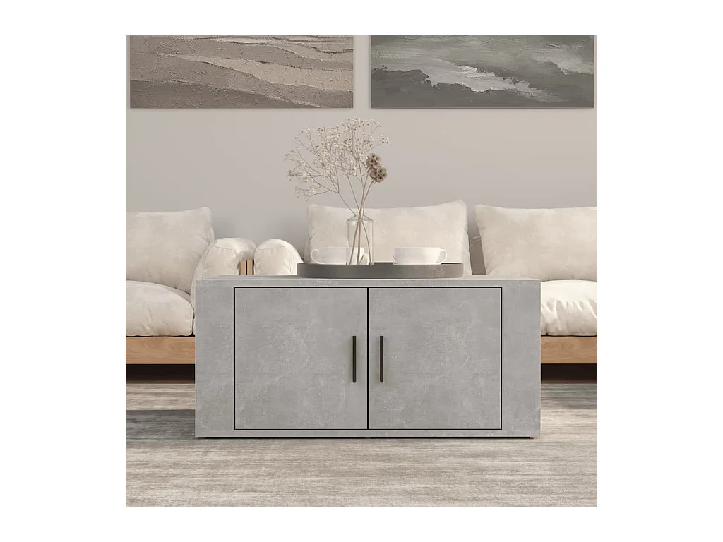 Tavolino da caffè grigio cemento 80x50x36 cm in legno ingegnerizzato