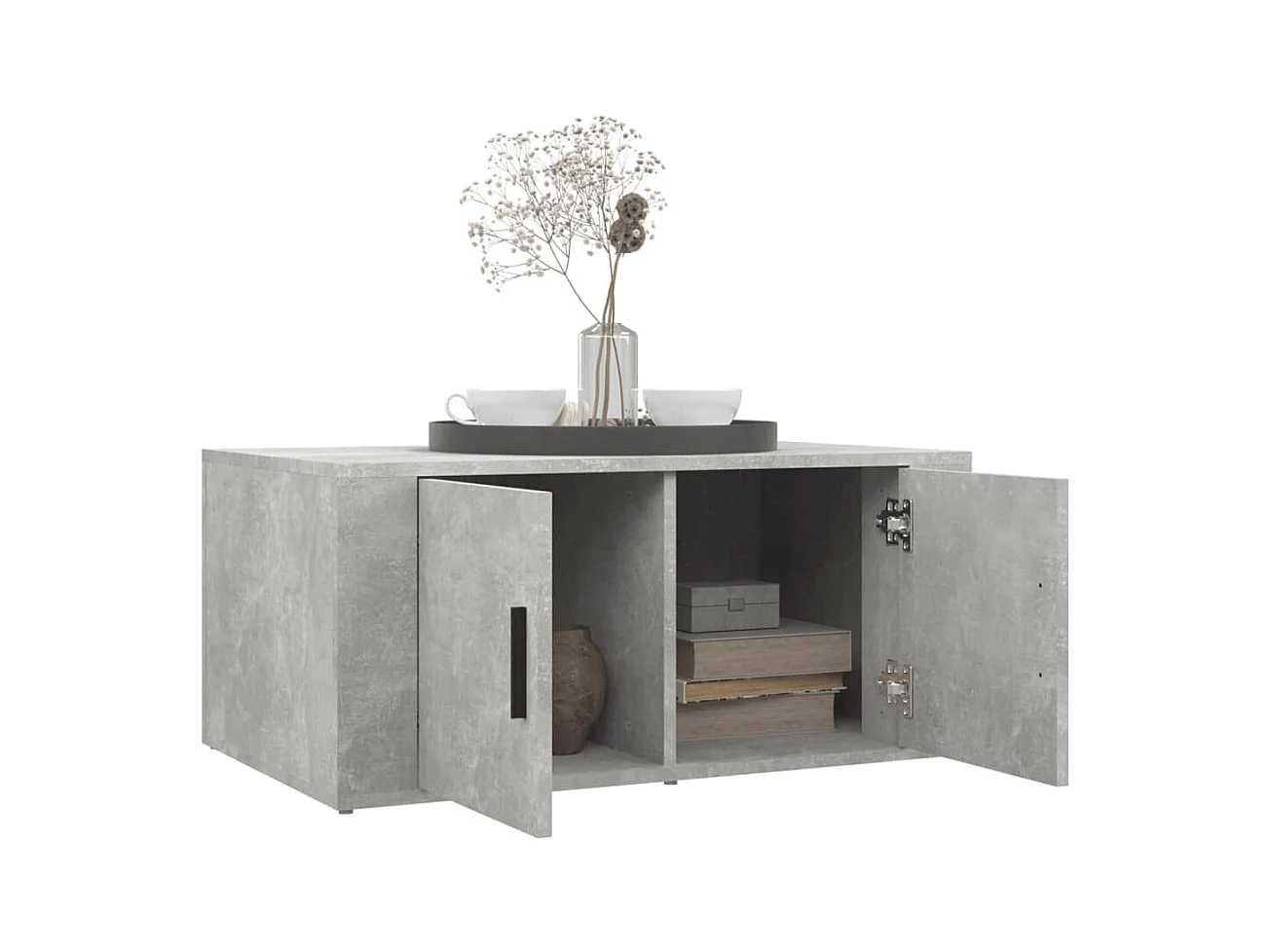 Tavolino da caffè grigio cemento 80x50x36 cm in legno ingegnerizzato