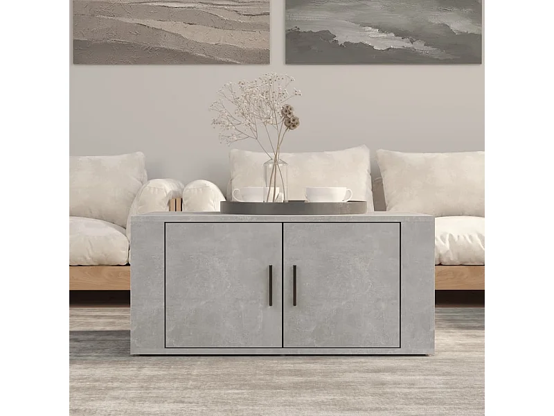 Mesa de centro de hormigón gris 80x50x36 cm Madera de ingeniería