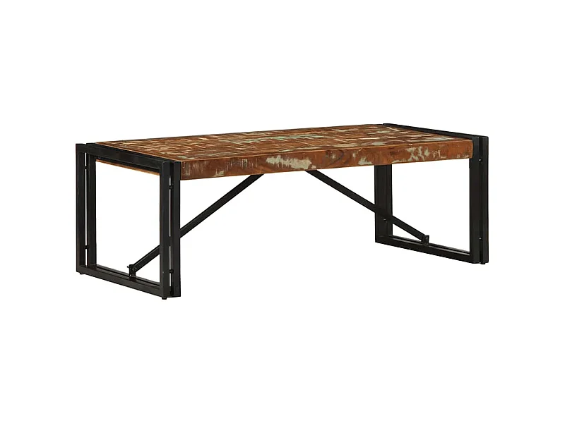 Table basse multicolore 100x50x35cm bois de récupération massif