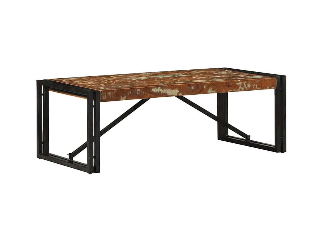 Table basse multicolore 100x50x35cm bois de récupération massif