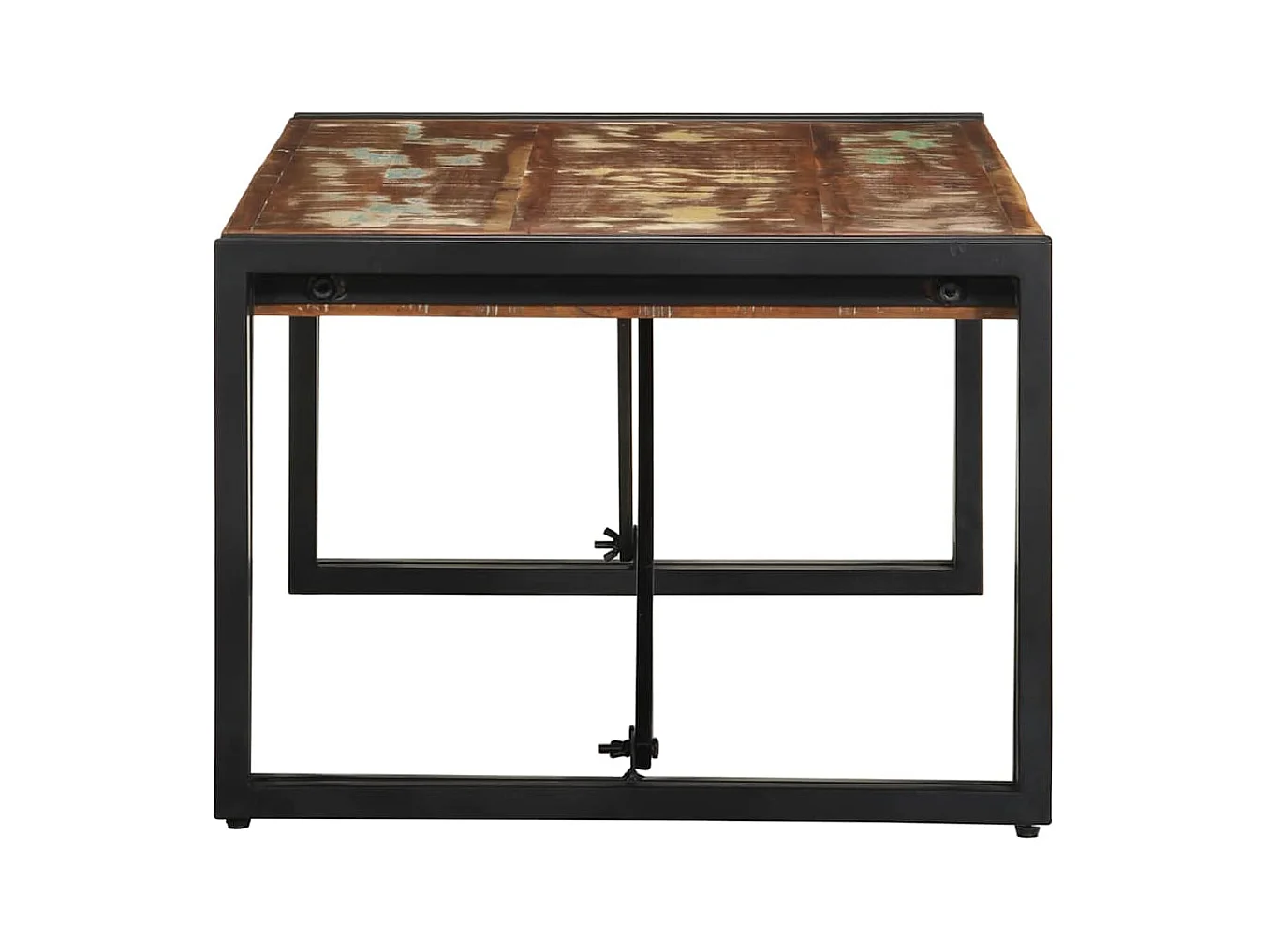 Table basse multicolore 100x50x35cm bois de récupération massif