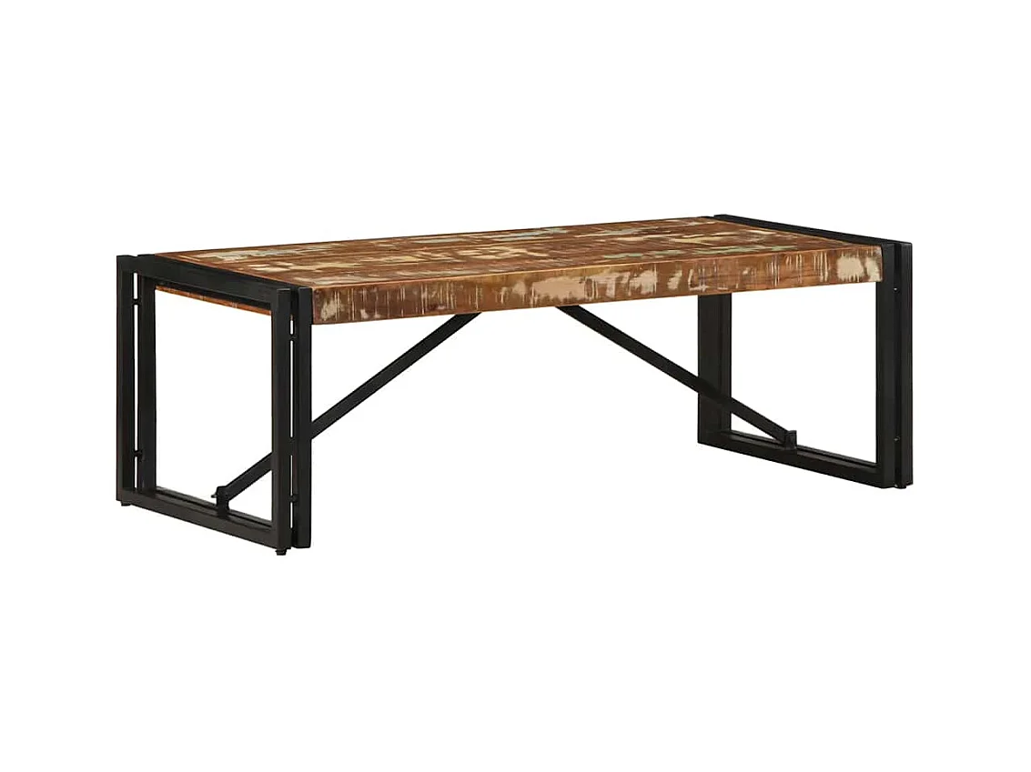 Table basse multicolore 100x50x35cm bois de récupération massif