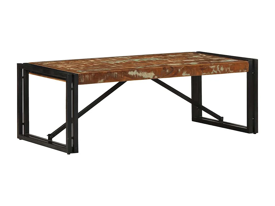 Table basse multicolore 100x50x35cm bois de récupération massif
