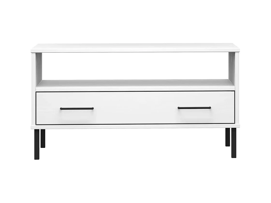 Couchtisch mit Metallbeinen Weiß 85x50x45 cm OSLO Holz