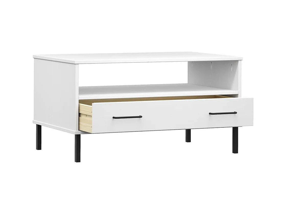 Couchtisch mit Metallbeinen Weiß 85x50x45 cm OSLO Holz