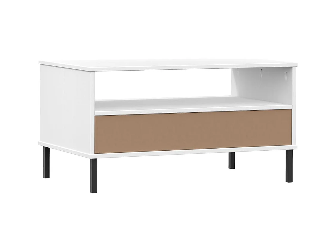Couchtisch mit Metallbeinen Weiß 85x50x45 cm OSLO Holz