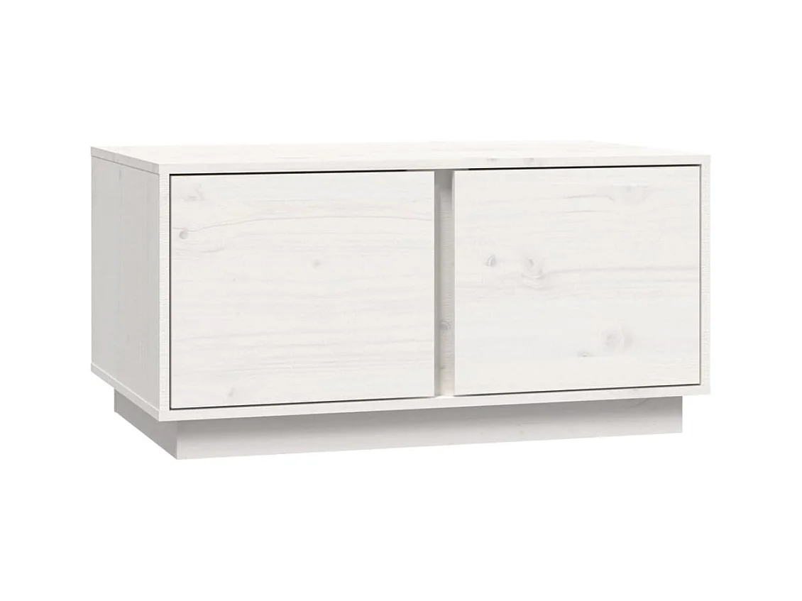 Table basse Blanc 80x50x40 cm Bois massif de pin