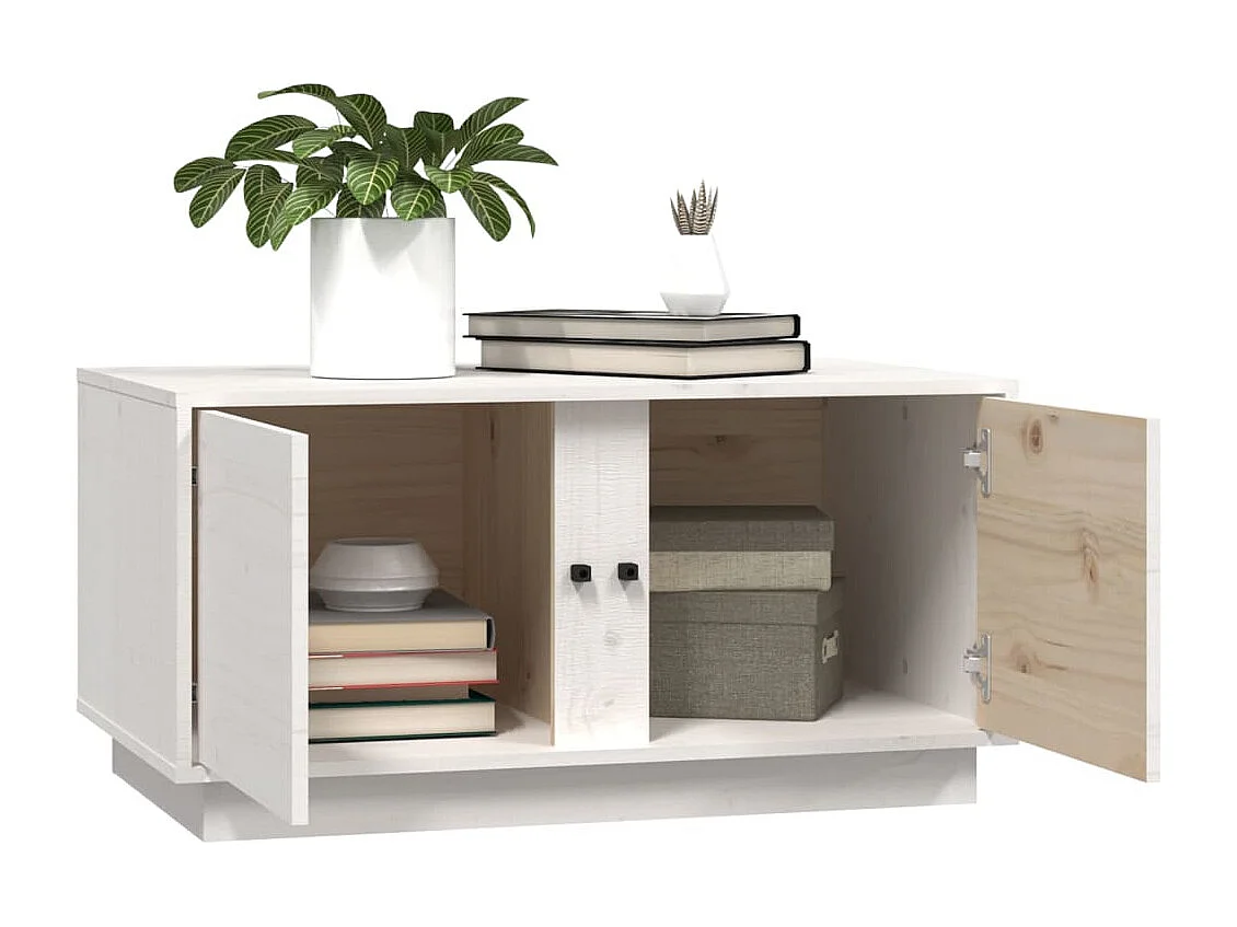 Table basse Blanc 80x50x40 cm Bois massif de pin
