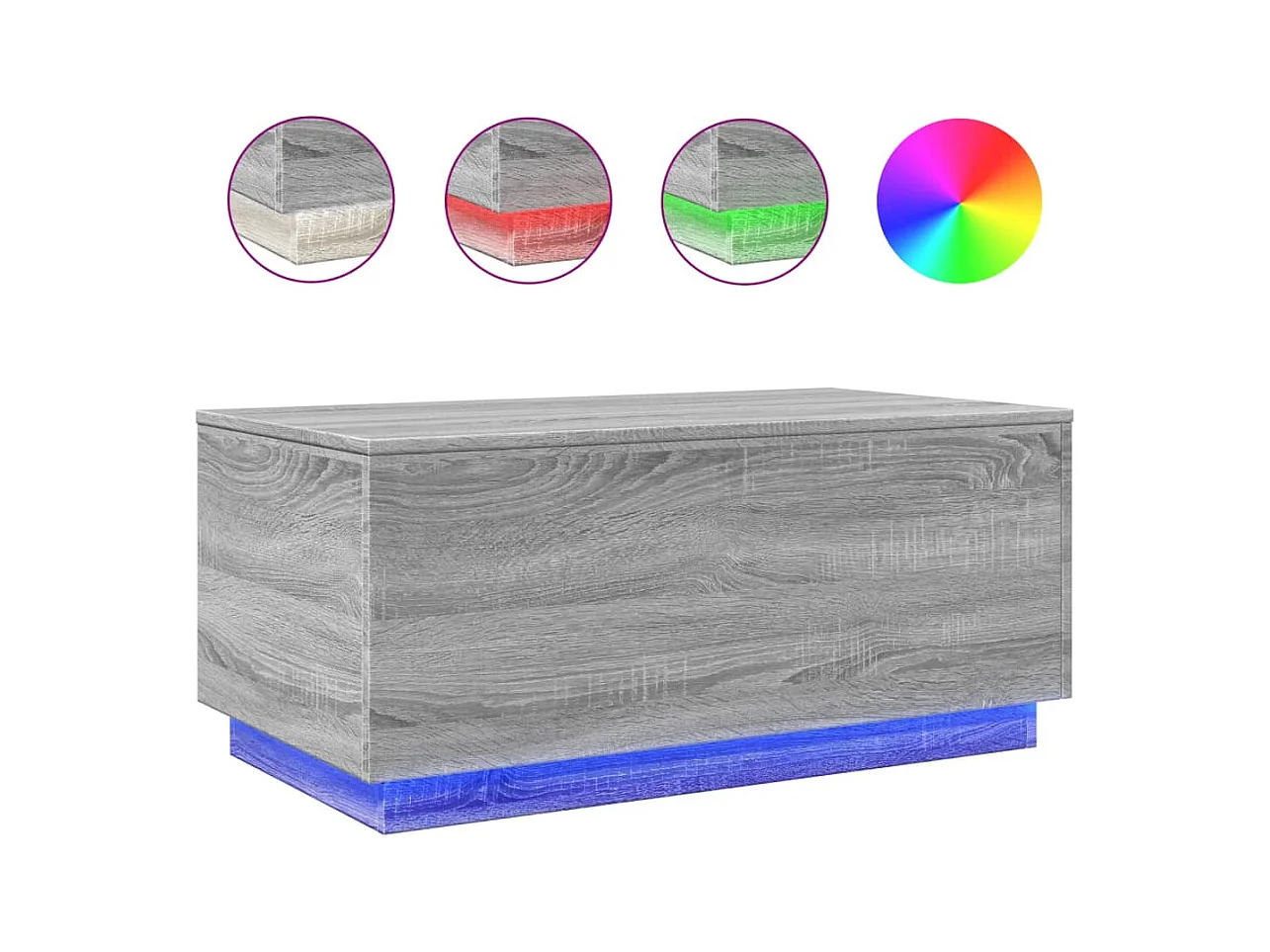 Salontafel met LED-verlichting, Sonoma grijs, 90x50x40 cm