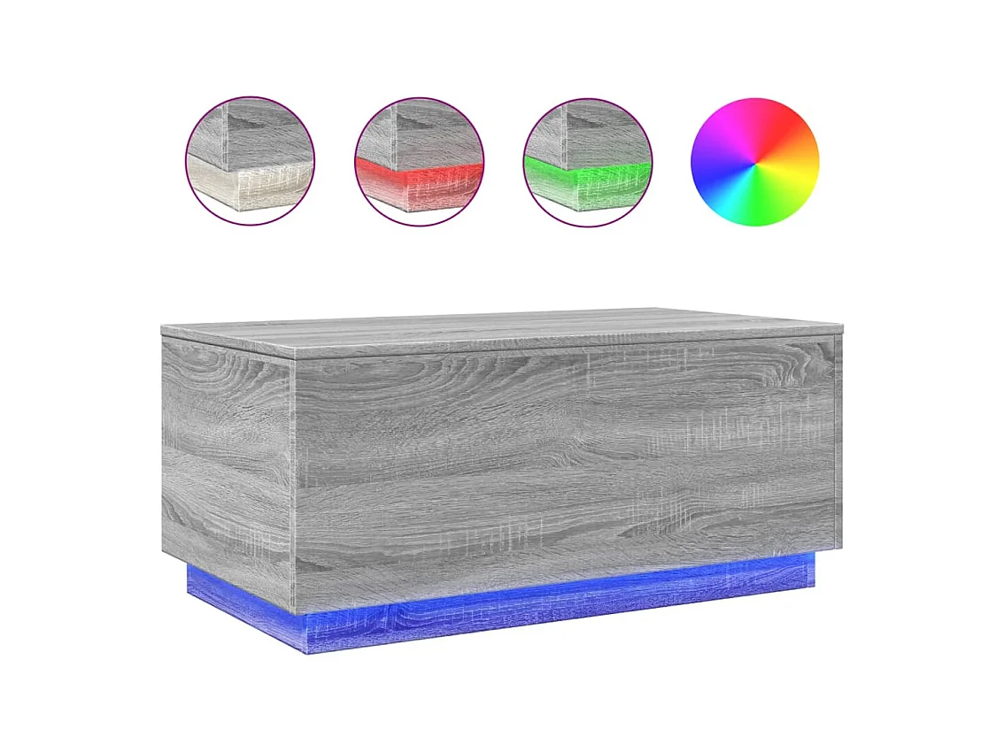 Salontafel met LED-verlichting, Sonoma grijs, 90x50x40 cm