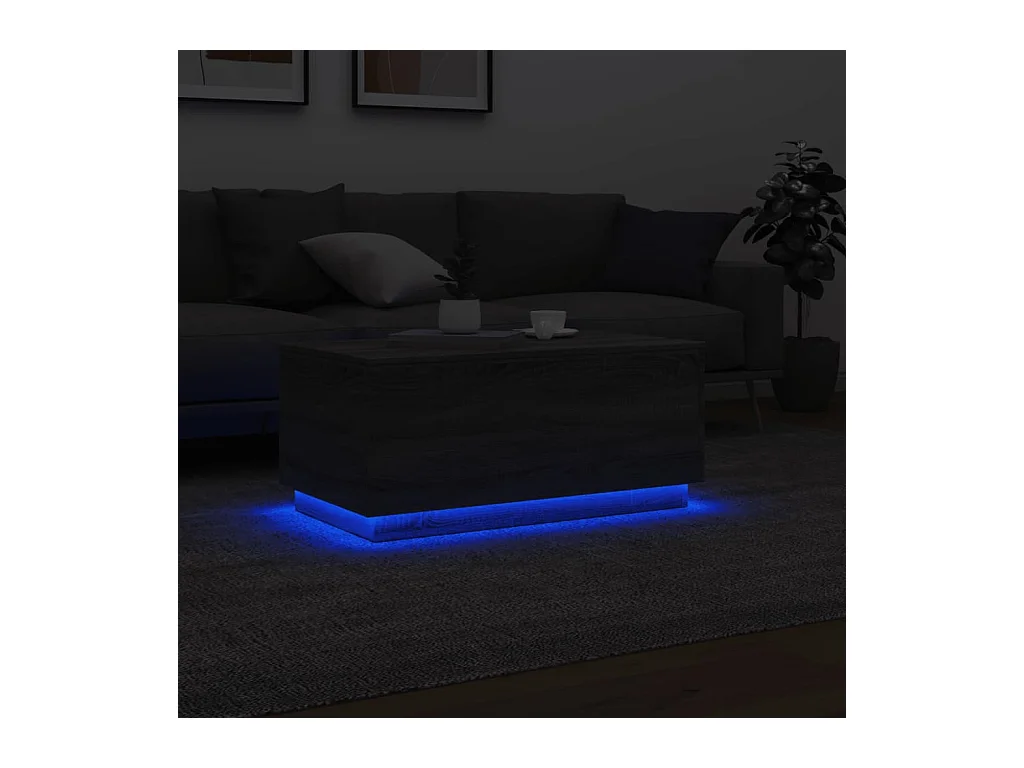 Salontafel met LED-verlichting, Sonoma grijs, 90x50x40 cm