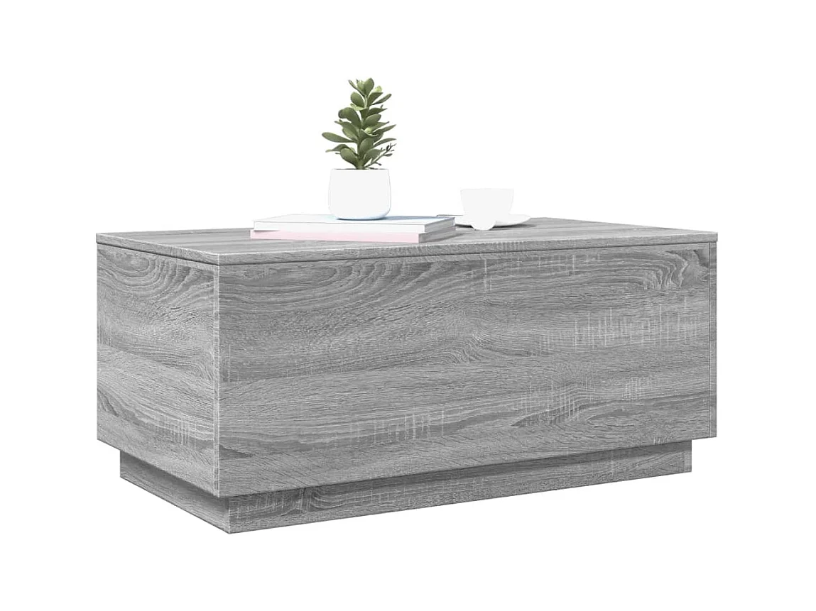 Salontafel met LED-verlichting, Sonoma grijs, 90x50x40 cm