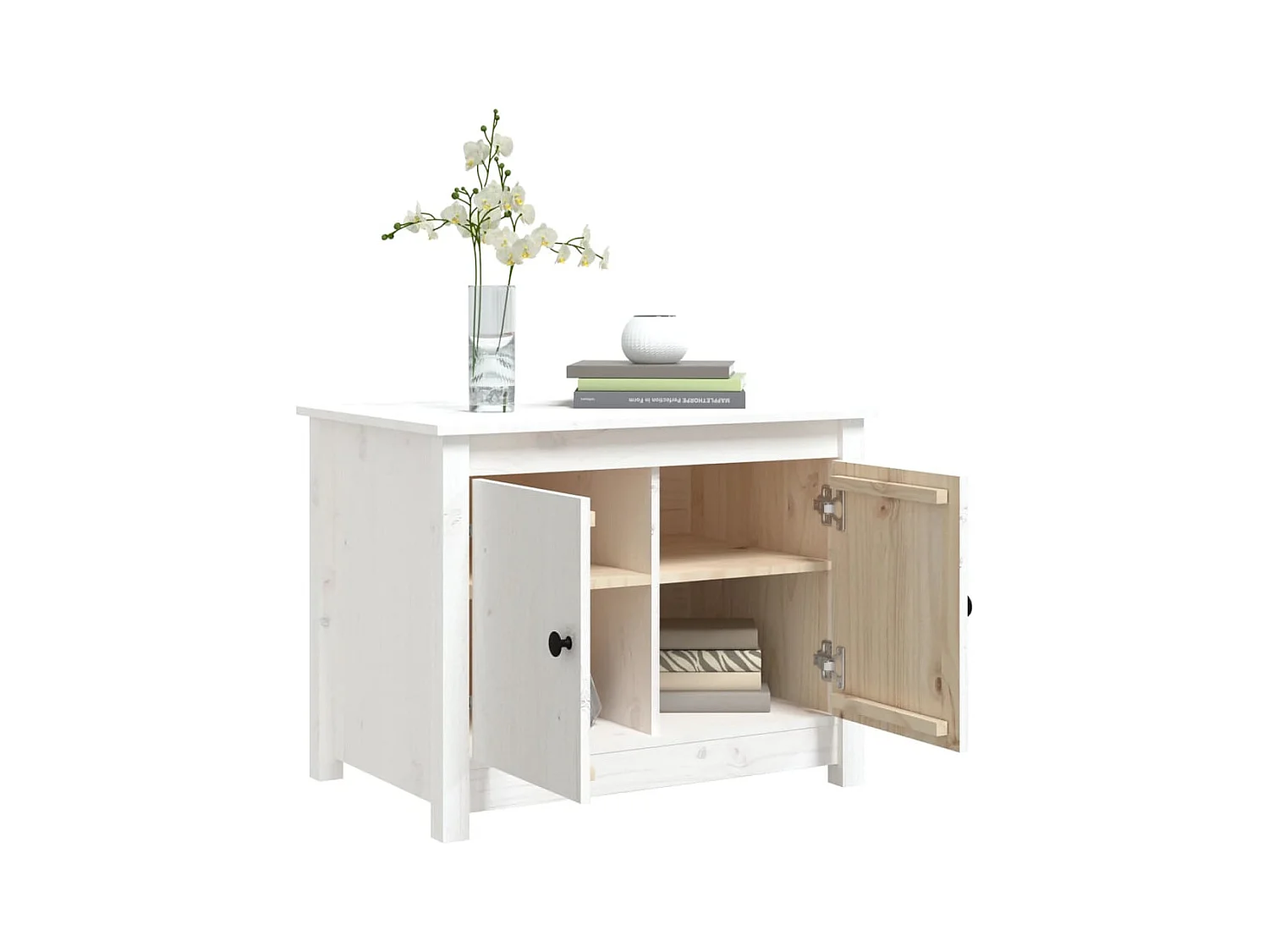 Table basse Blanc 71x49x55 cm Bois massif de pin