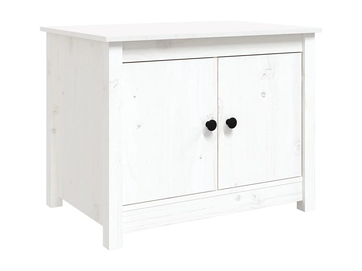 Table basse Blanc 71x49x55 cm Bois massif de pin