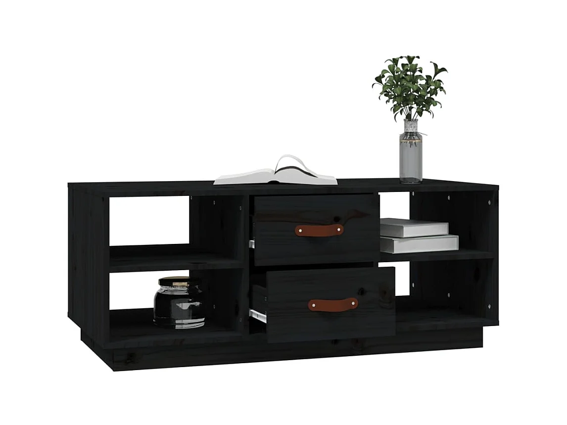 Table basse Noir 100x50x41 cm Bois massif de pin