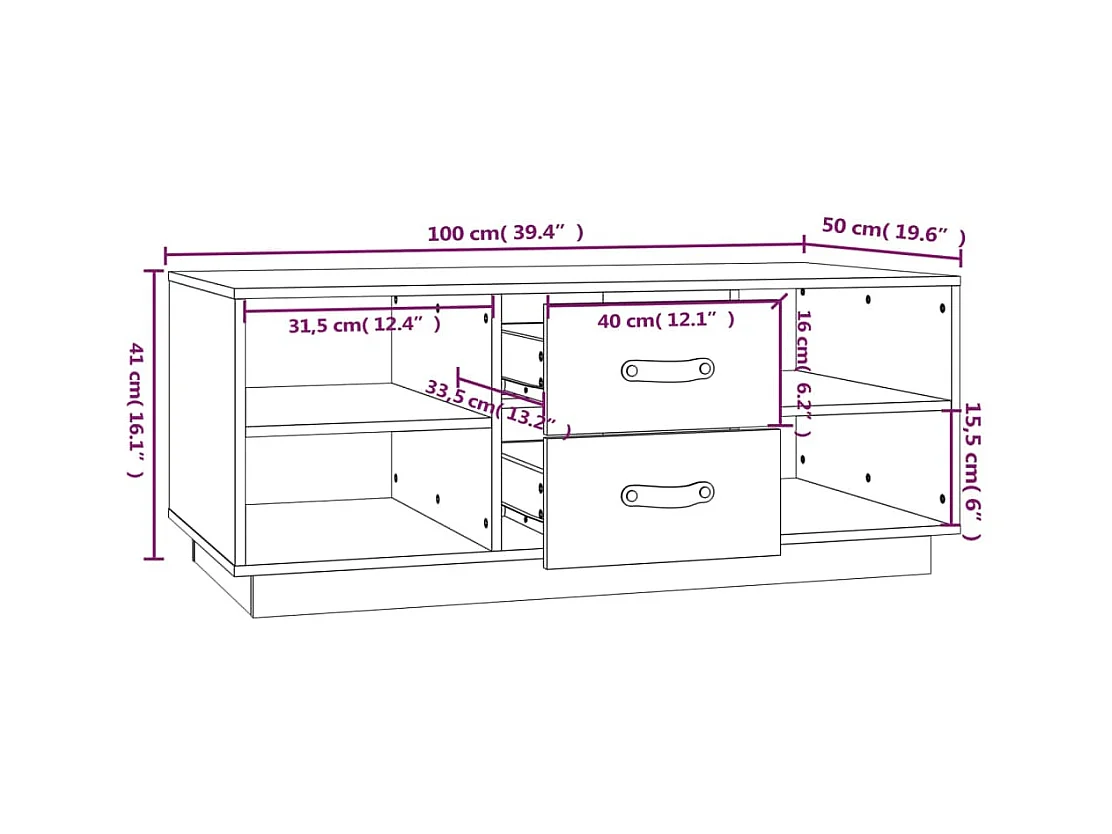 Table basse Noir 100x50x41 cm Bois massif de pin