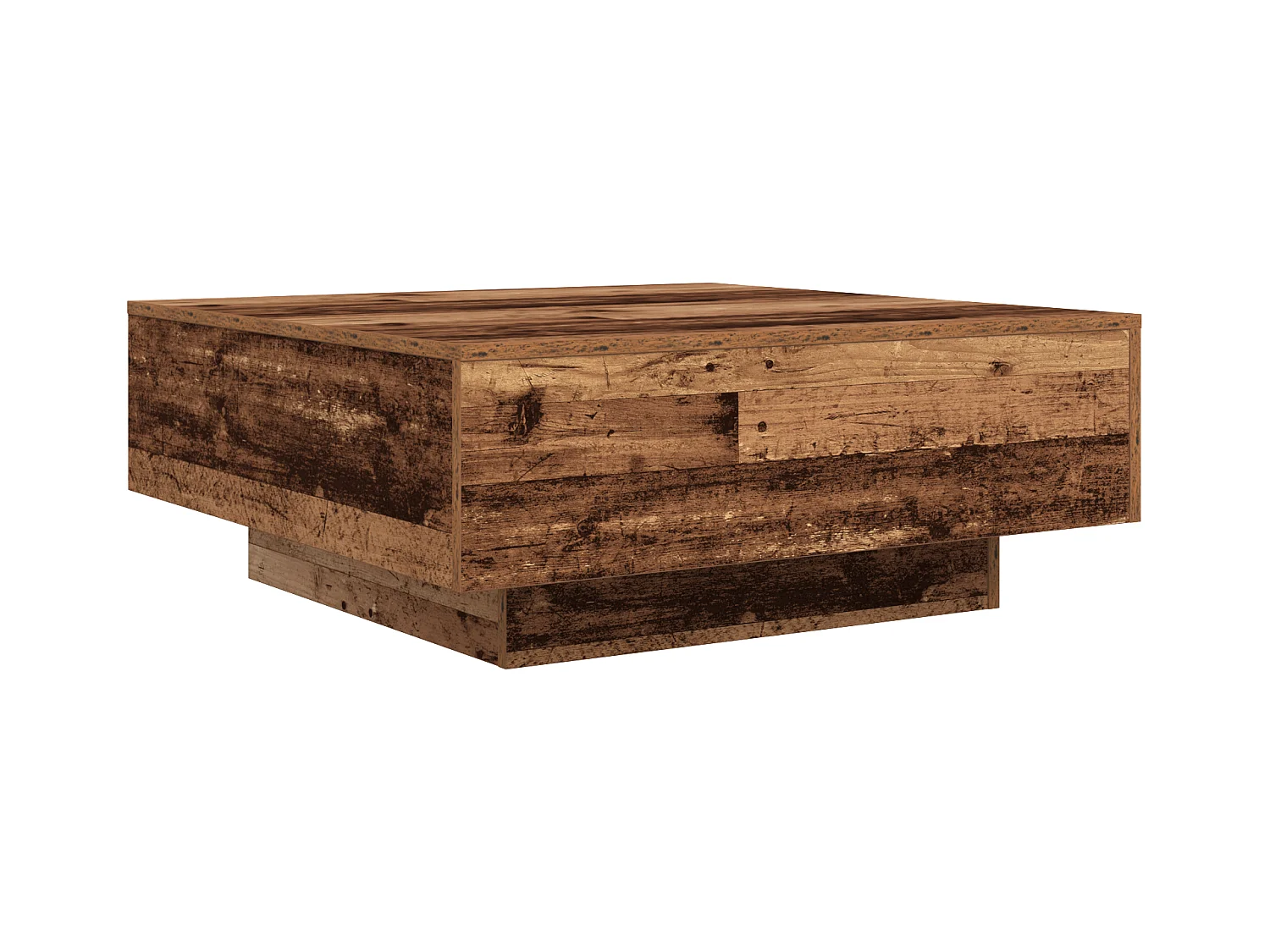 Tavolino con luci LED in legno anticato 80x80x31 cm