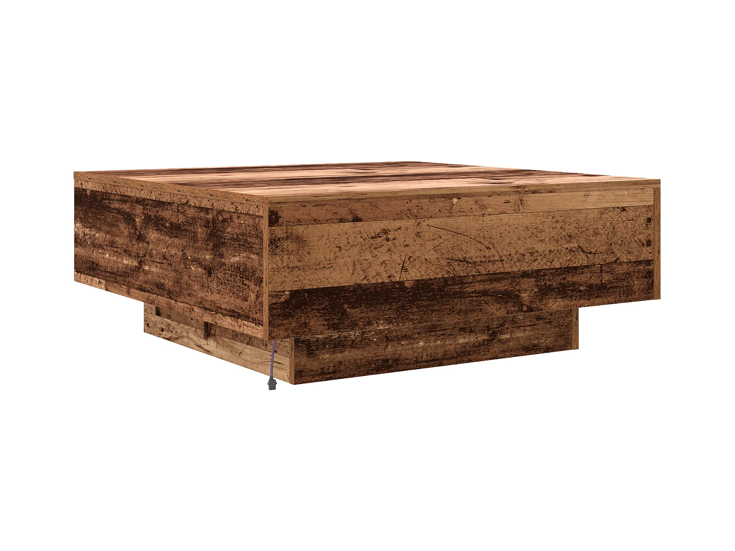 Tavolino con luci LED in legno anticato 80x80x31 cm