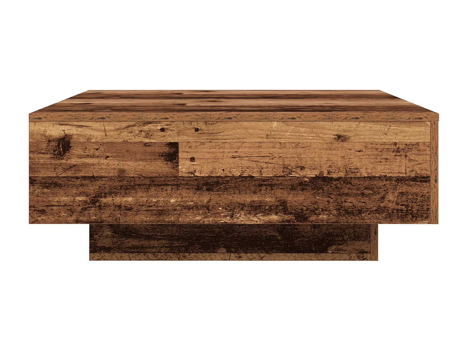 Salontafel met LED-verlichting in antiek hout 80x80x31 cm