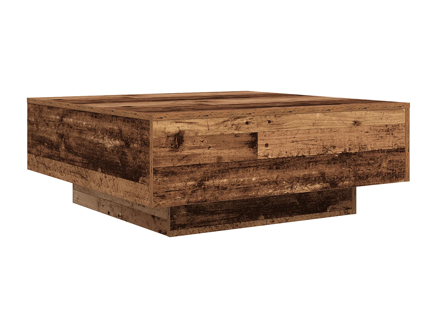 Table basse avec lumières LED en bois ancien 80x80x31 cm