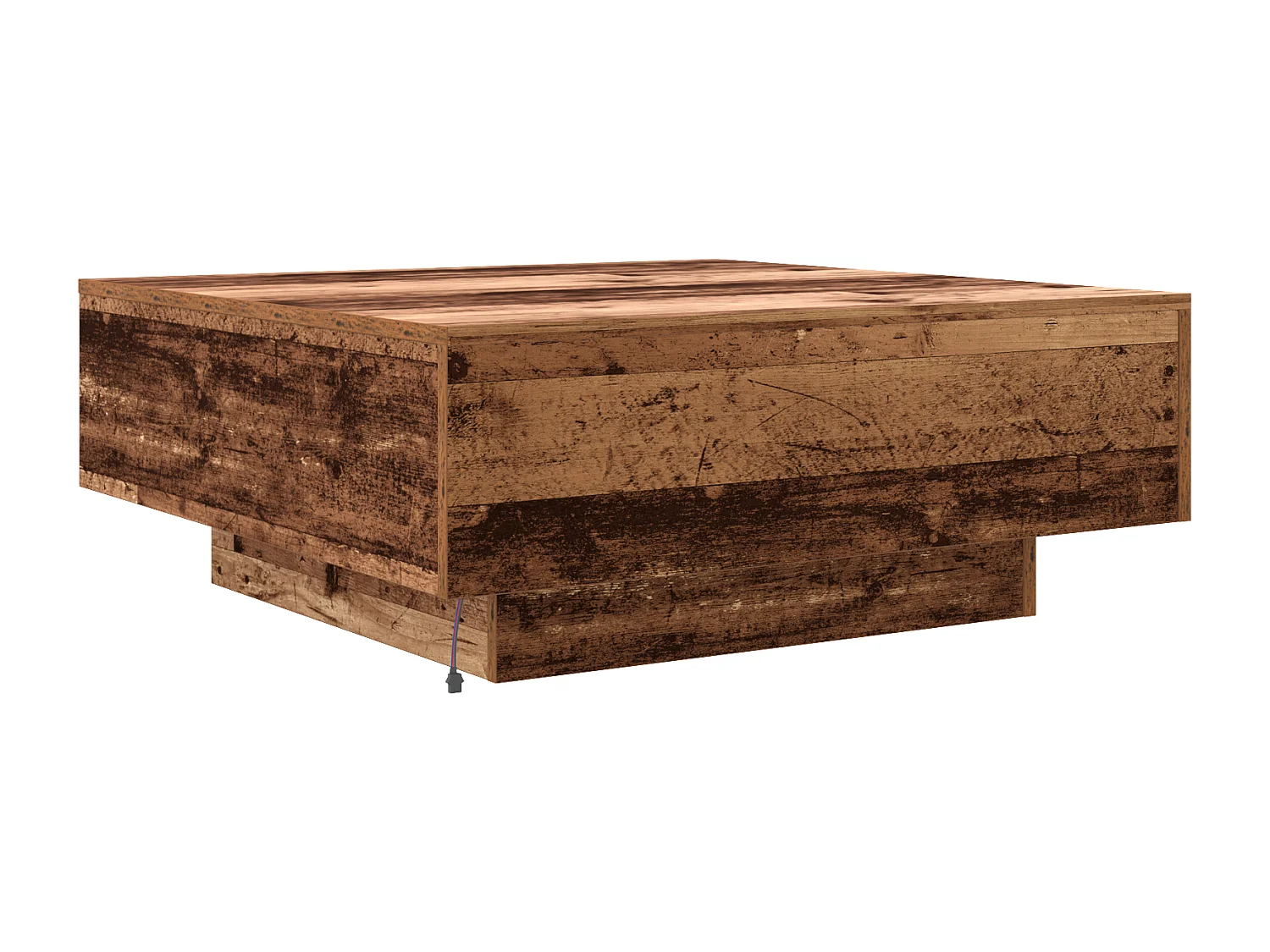 Table basse avec lumières LED en bois ancien 80x80x31 cm