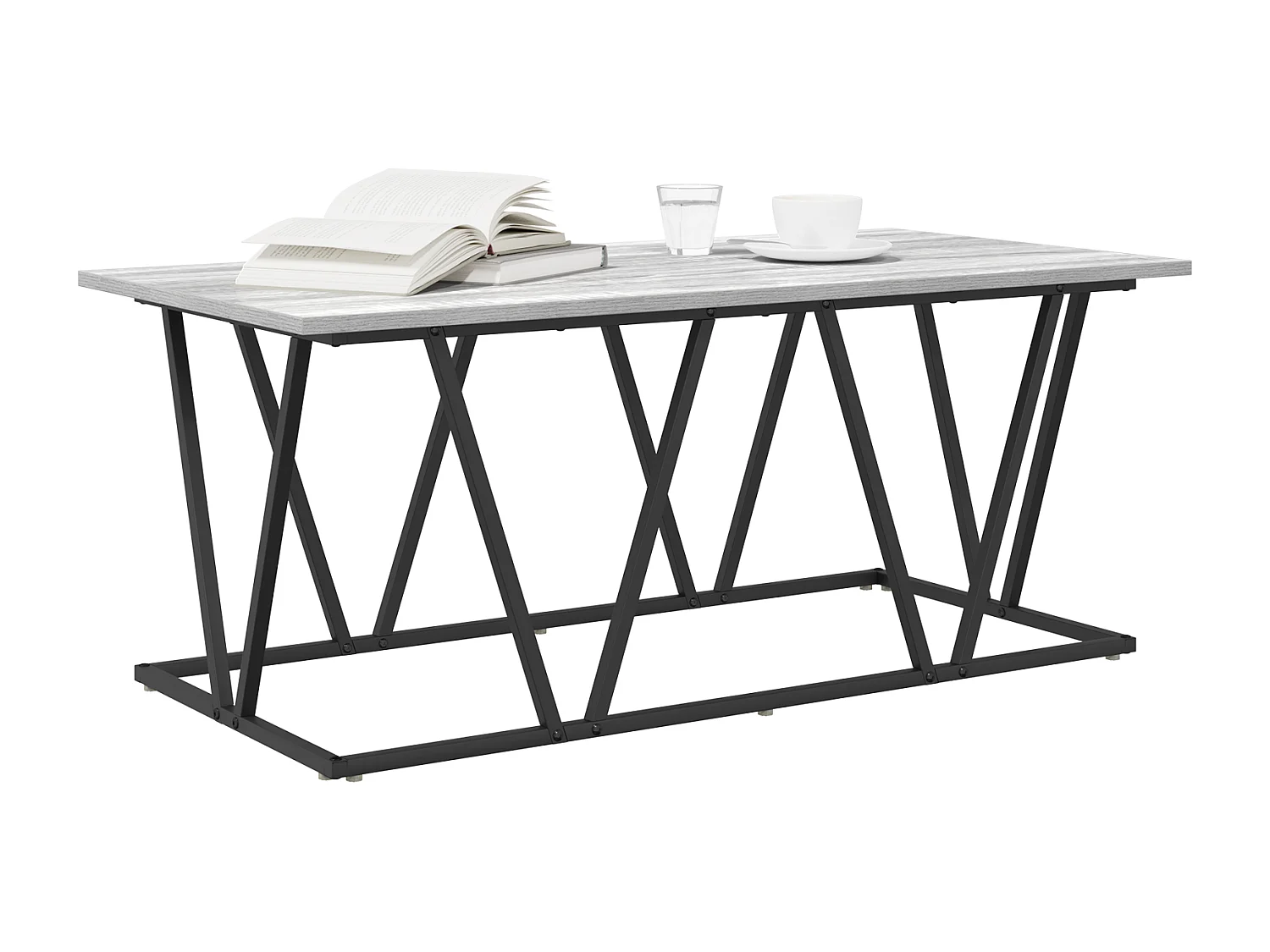 Tavolino da caffè grigio Sonoma 100x50x40 cm in legno ingegnerizzato e metallo