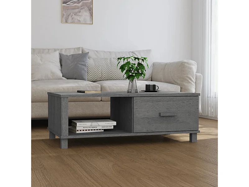 Tavolino HAMAR Grigio Scuro 100x55x35 cm Legno di Pino Massello