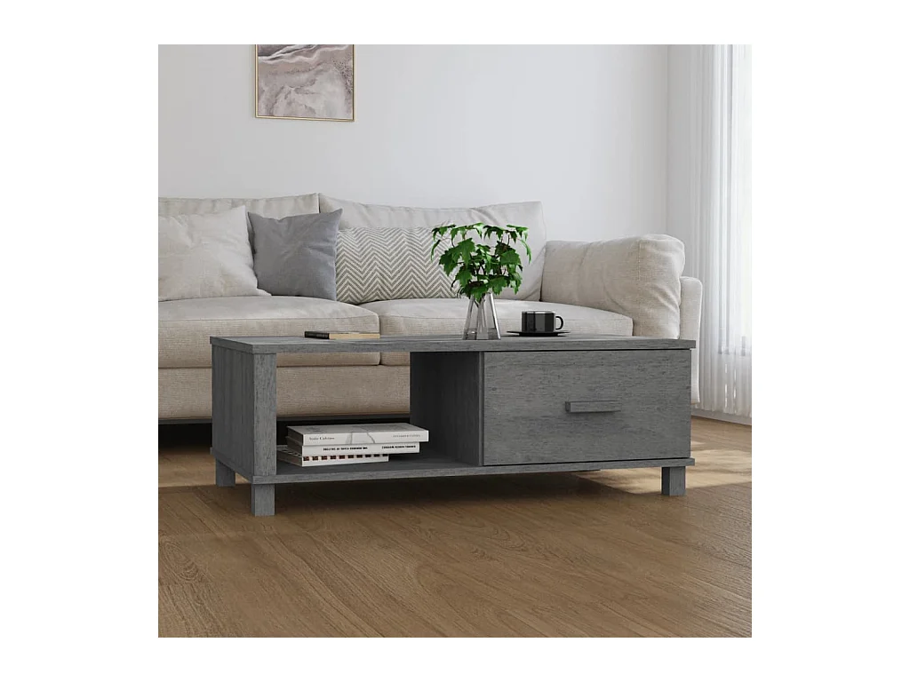 Tavolino HAMAR Grigio Scuro 100x55x35 cm Legno di Pino Massello