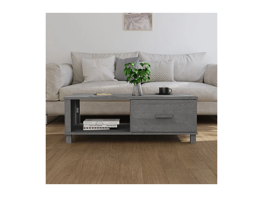 Tavolino HAMAR Grigio Scuro 100x55x35 cm Legno di Pino Massello