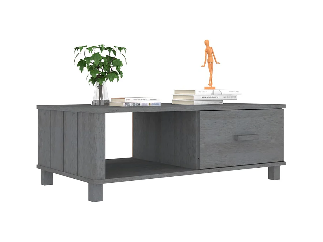 Tavolino HAMAR Grigio Scuro 100x55x35 cm Legno di Pino Massello