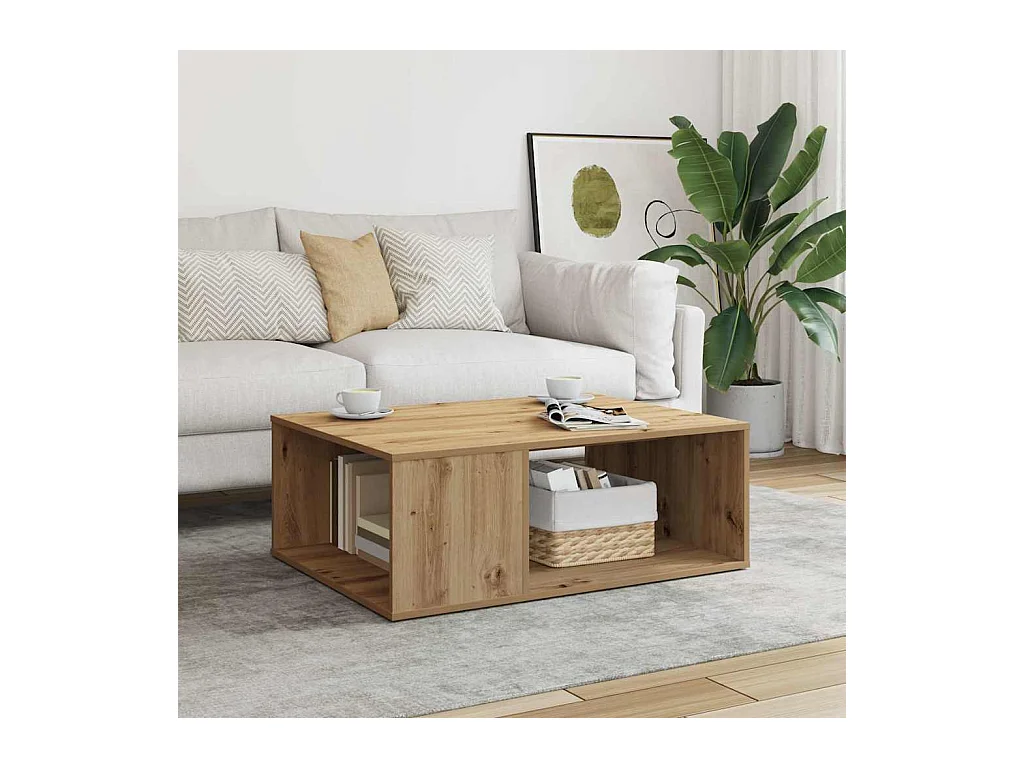 Handgemaakte eikenhouten salontafel 90x67x33 cm bewerkt hout