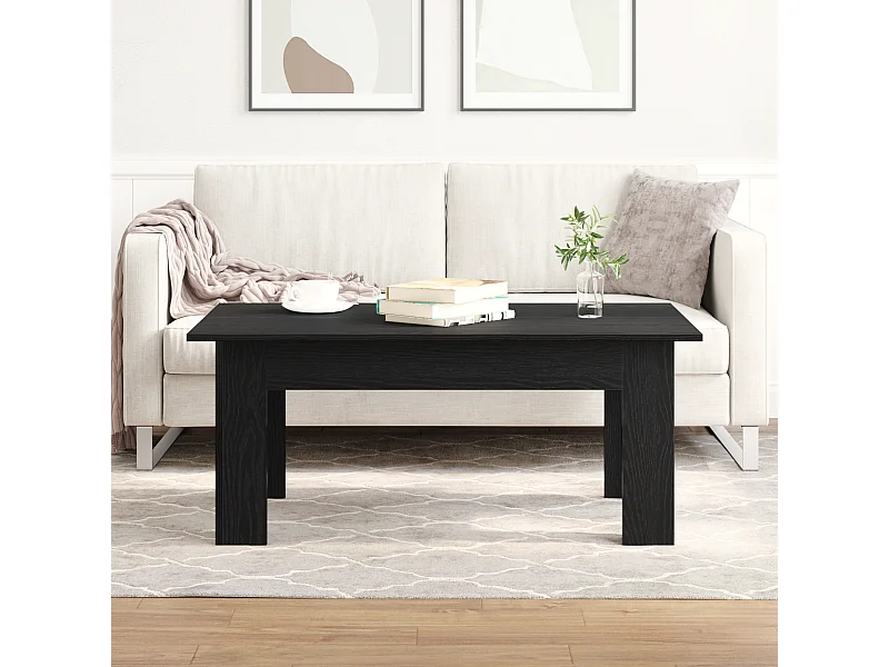 Table basse en chêne noir , 100 x 60 x 42 cm, fabriquée en bois agencé.