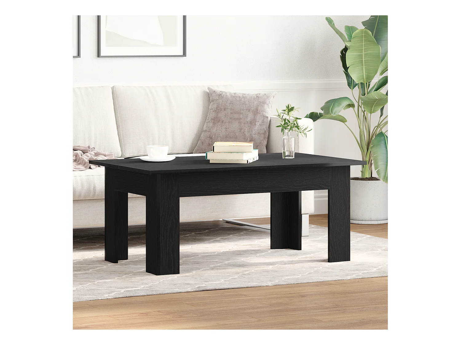 Table basse en chêne noir , 100 x 60 x 42 cm, fabriquée en bois agencé.