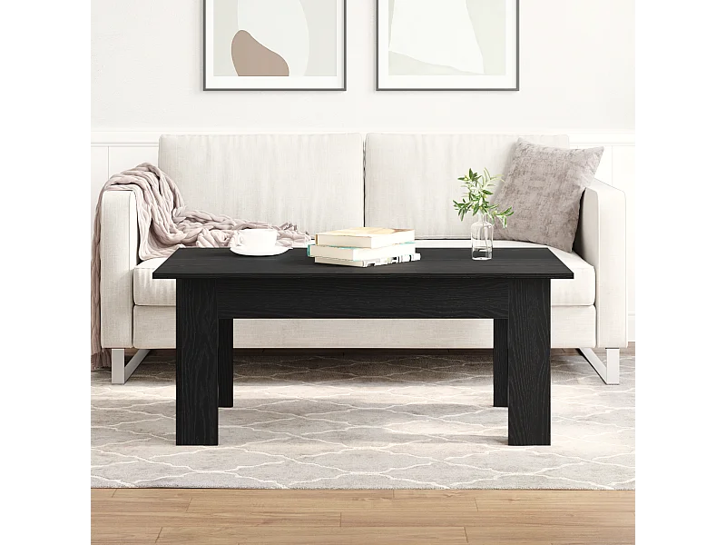 Table basse en chêne noir , 100 x 60 x 42 cm, fabriquée en bois agencé.